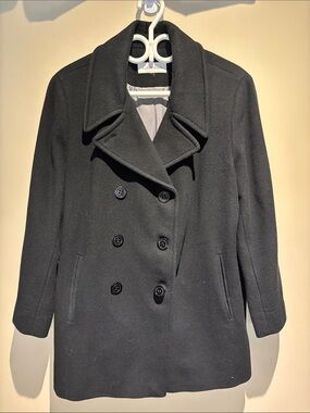 Calvin Klein Men’s XL Black Double-Breasted Wool Blend Peacoat
